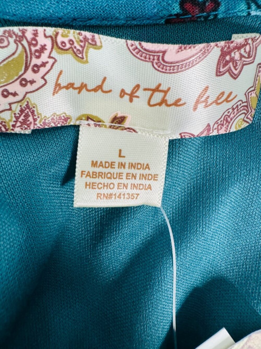 2/$30 New Large Band Of The Free - V Neckline Teal Red Floral Tie-Back Blouse - Picture 3 of 15